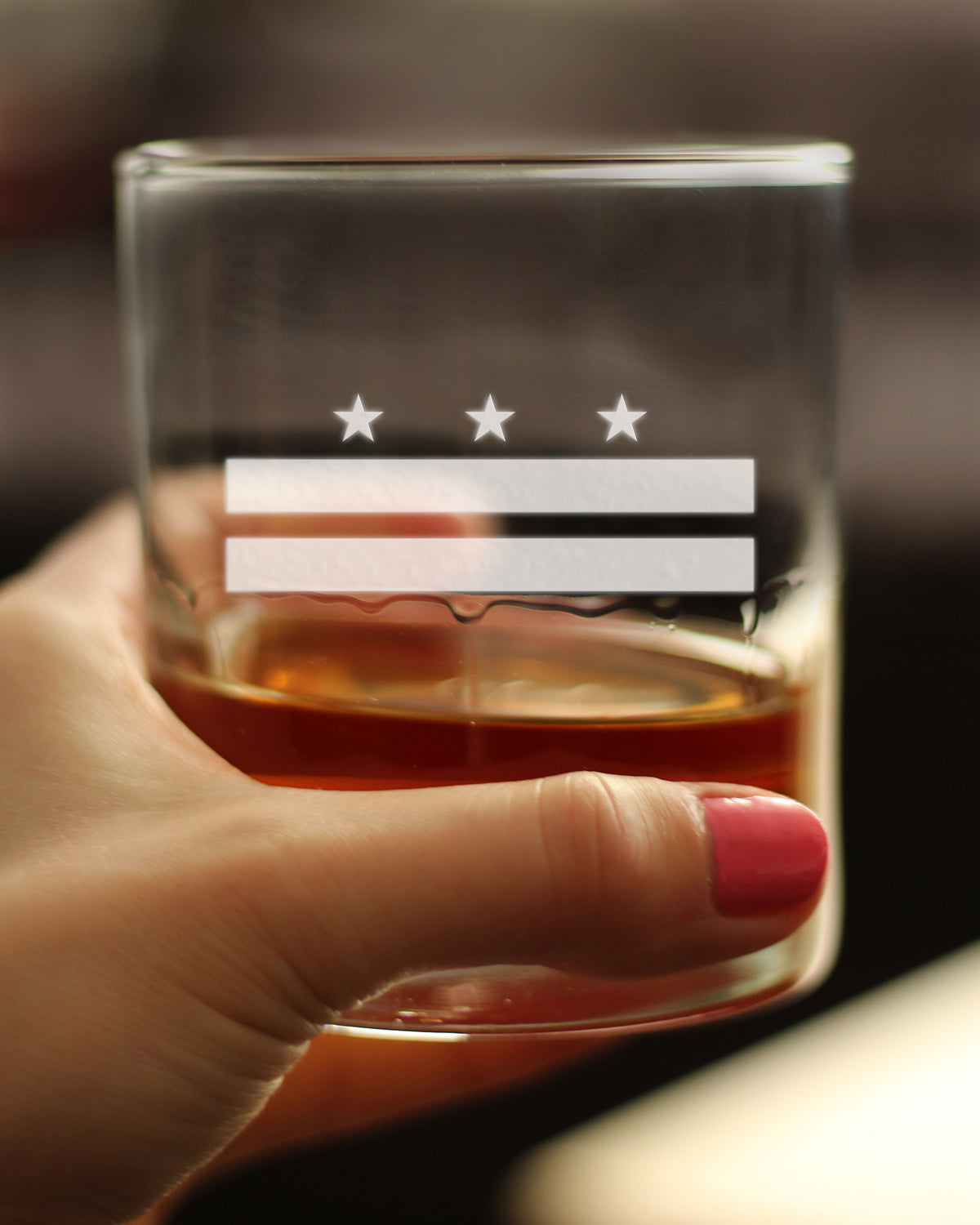 Washington DC Flag Whiskey Rocks Glass - State Themed Drinking Decor and Gifts for Washingtonian Women & Men - 10.25 Oz Whisky Tumbler Glasses