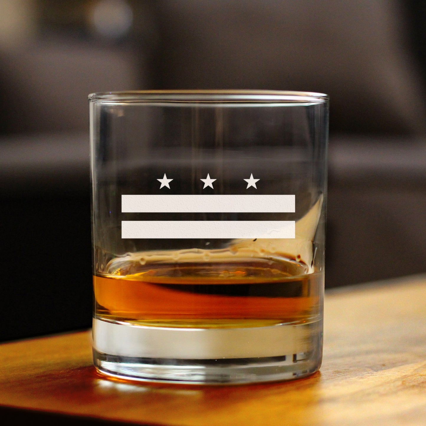 Washington DC Flag Whiskey Rocks Glass - State Themed Drinking Decor and Gifts for Washingtonian Women & Men - 10.25 Oz Whisky Tumbler Glasses