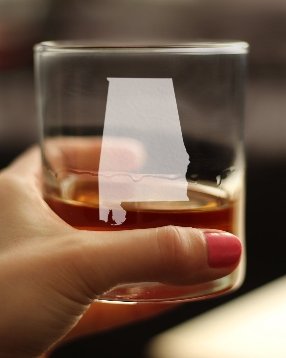 Alabama State Outline Whiskey Rocks Glass - State Themed Drinking Decor and Gifts for Alabaman Women & Men - 10.25 Oz Whisky Tumbler Glasses