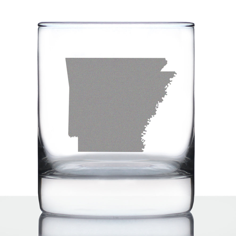 Arkansas State Outline Whiskey Rocks Glass - State Themed Drinking Decor and Gifts for Arkansans & Arkansawyer Women & Men - 10.25 Oz Whisky Tumbler Glasses