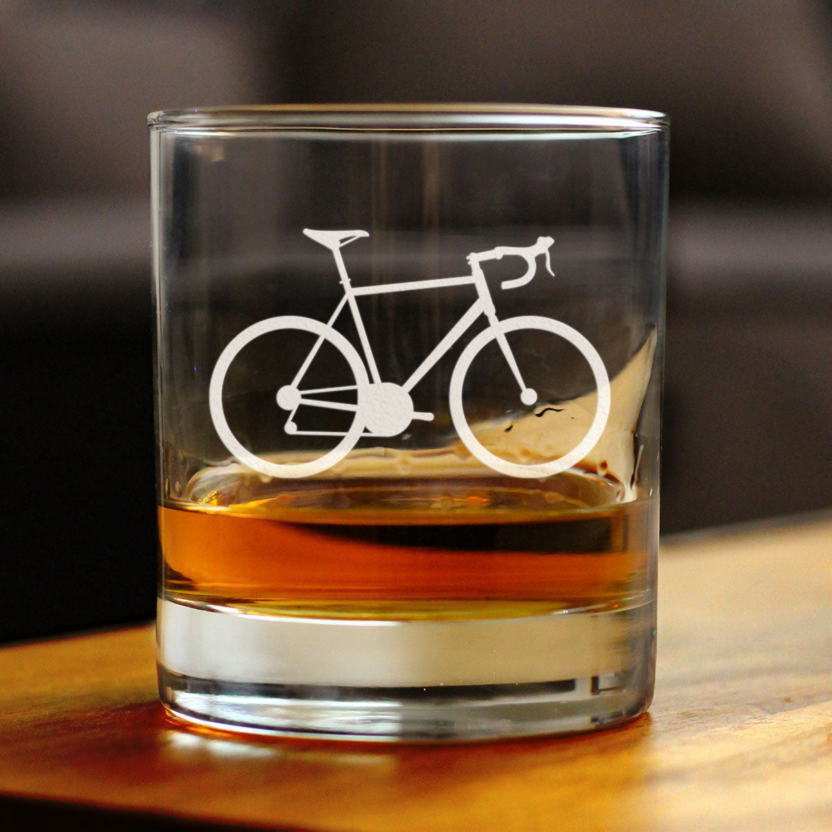 Bicycle - Whiskey Rocks Glass - Unique Road Biking Themed Decor and Gifts for Cyclists - 10.25 Oz Glasses