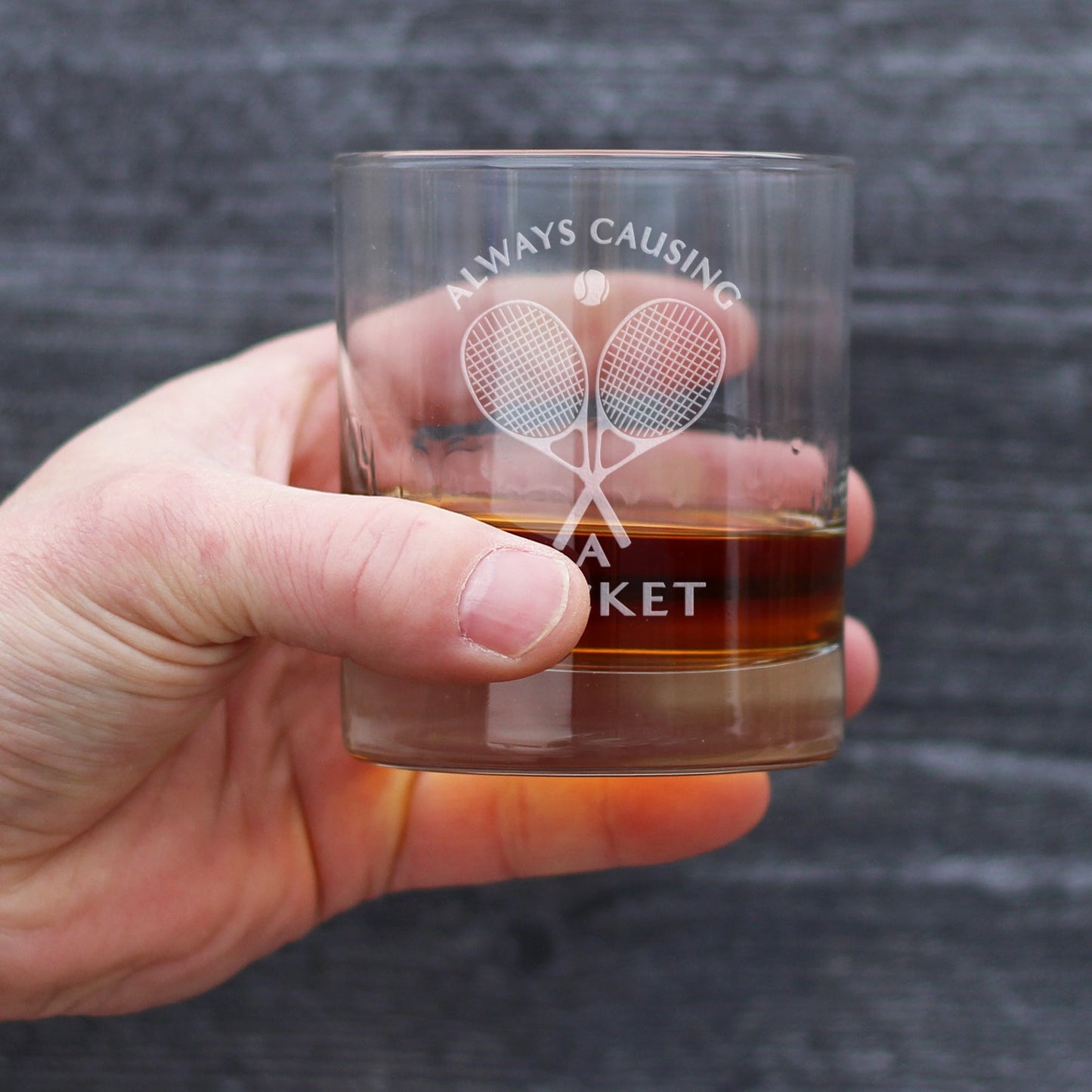 Causing a Racket - 10 Ounce Rocks Glass