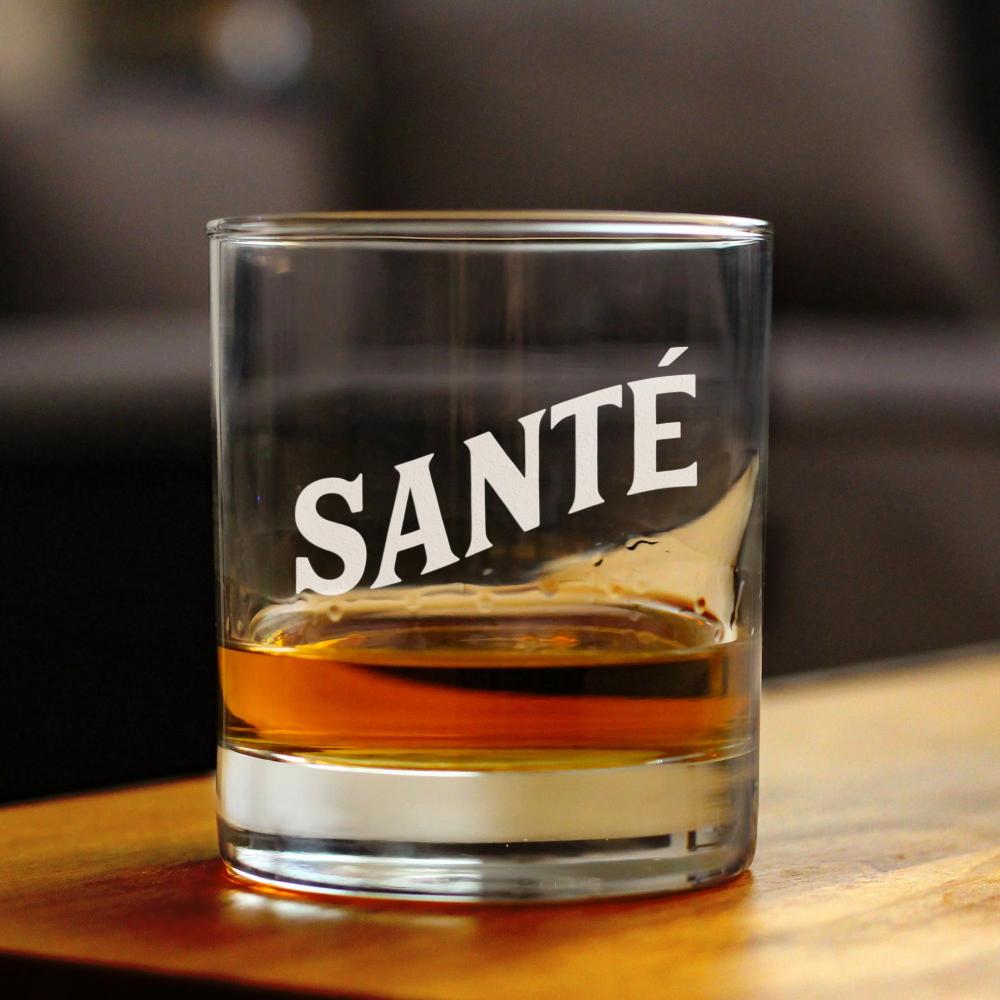 Sante - French Cheers - Whiskey Rocks Glass - Cute France Themed Gifts or Party Decor for Women and Men - 10.25 Oz
