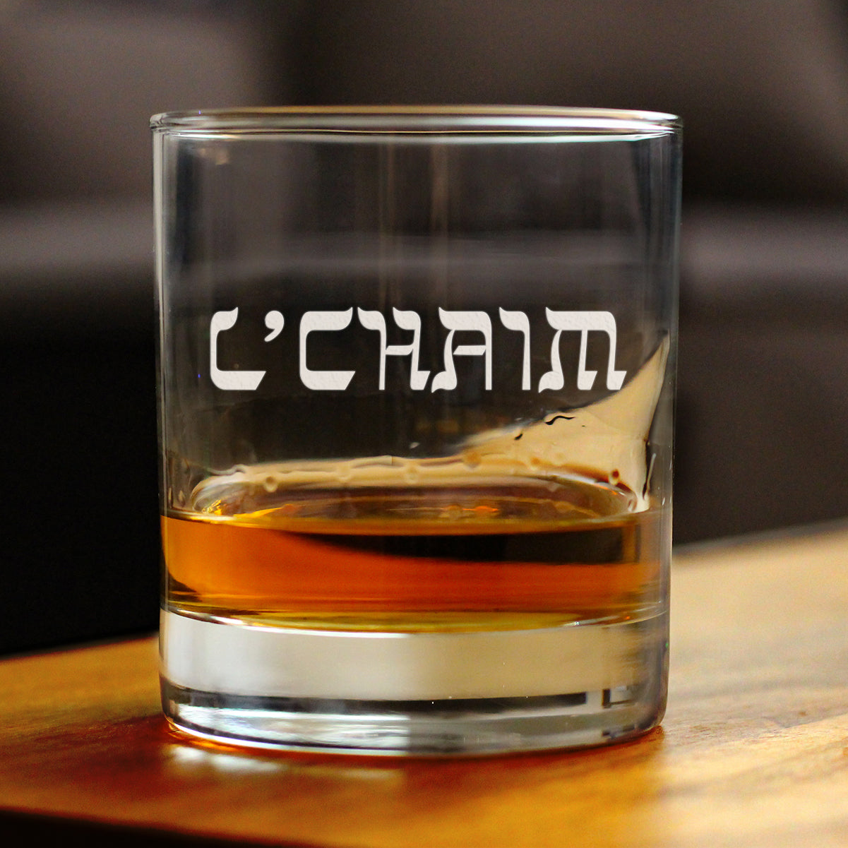 L'Chaim - Hebrew Cheers Rocks Glass - Fun Jewish Gifts or Party Decor for Women & Men - 10.25 Oz Glasses