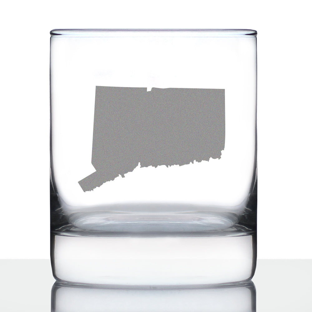 Connecticut State Outline Whiskey Rocks Glass - State Themed Drinking Decor and Gifts for Connecticuters and Nutmegger Women & Men - 10.25 Oz Whisky Tumbler Glasses