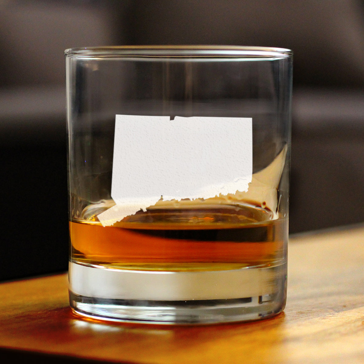 Connecticut State Outline Whiskey Rocks Glass - State Themed Drinking Decor and Gifts for Connecticuters and Nutmegger Women & Men - 10.25 Oz Whisky Tumbler Glasses