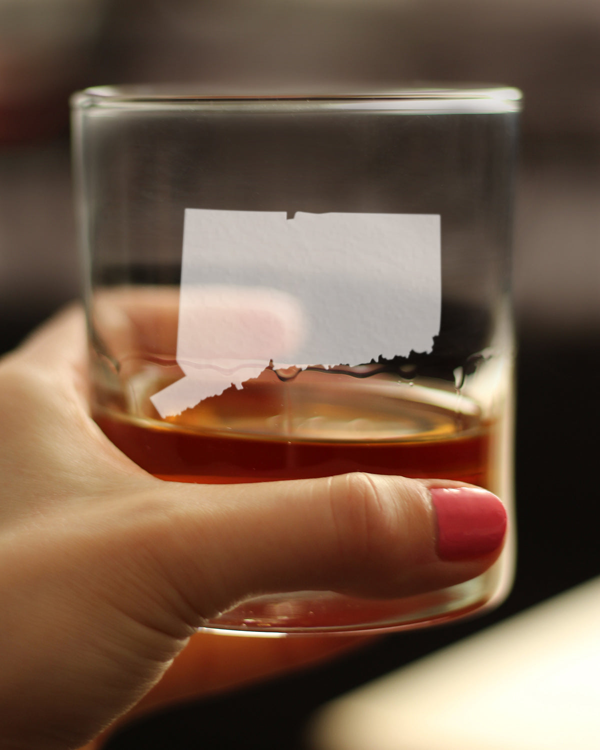 Connecticut State Outline Whiskey Rocks Glass - State Themed Drinking Decor and Gifts for Connecticuters and Nutmegger Women & Men - 10.25 Oz Whisky Tumbler Glasses