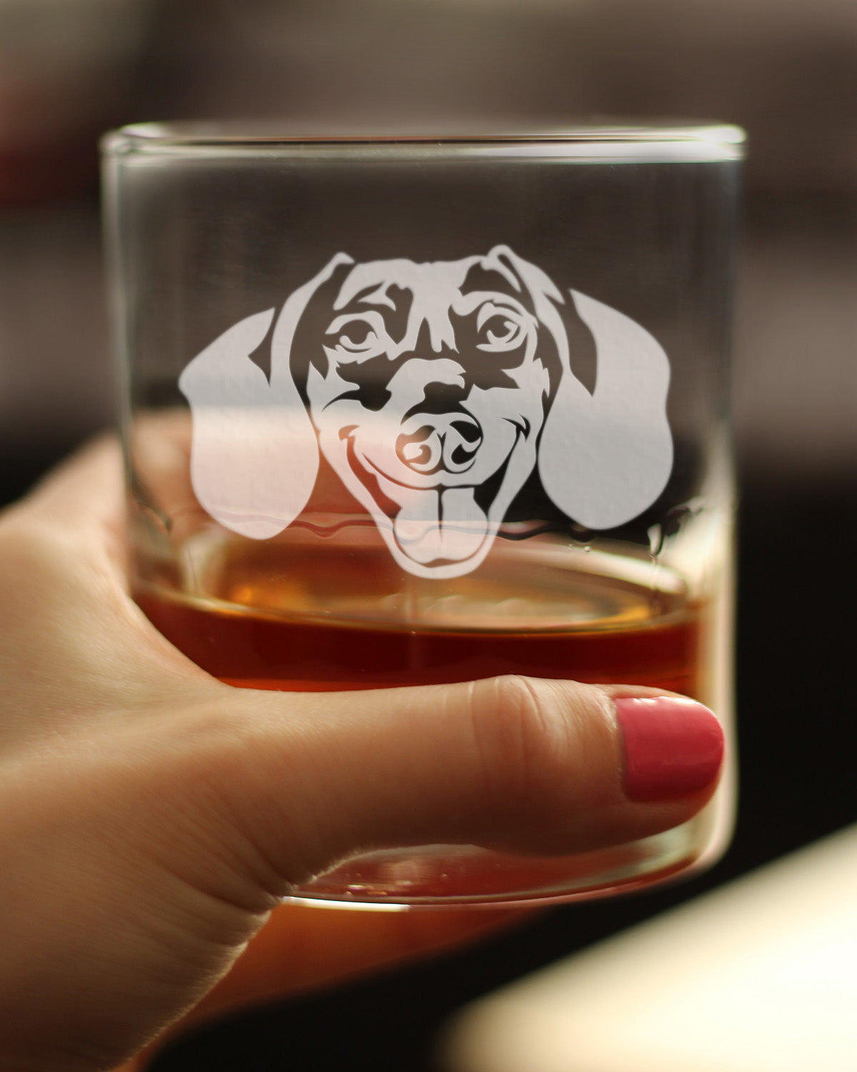 Dachshund Face Whiskey Rocks Glass - Unique Dog Themed Decor and Gifts for Moms & Dads of Dachshunds - 10.25 Oz