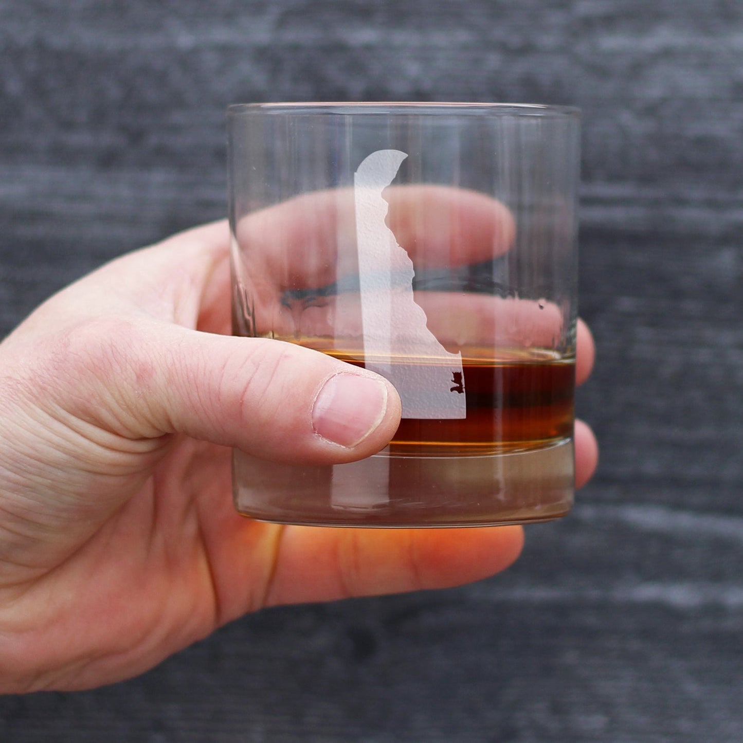 Delaware State Outline Whiskey Rocks Glass - State Themed Drinking Decor and Gifts for Delawarean Women & Men - 10.25 Oz Whisky Tumbler Glasses