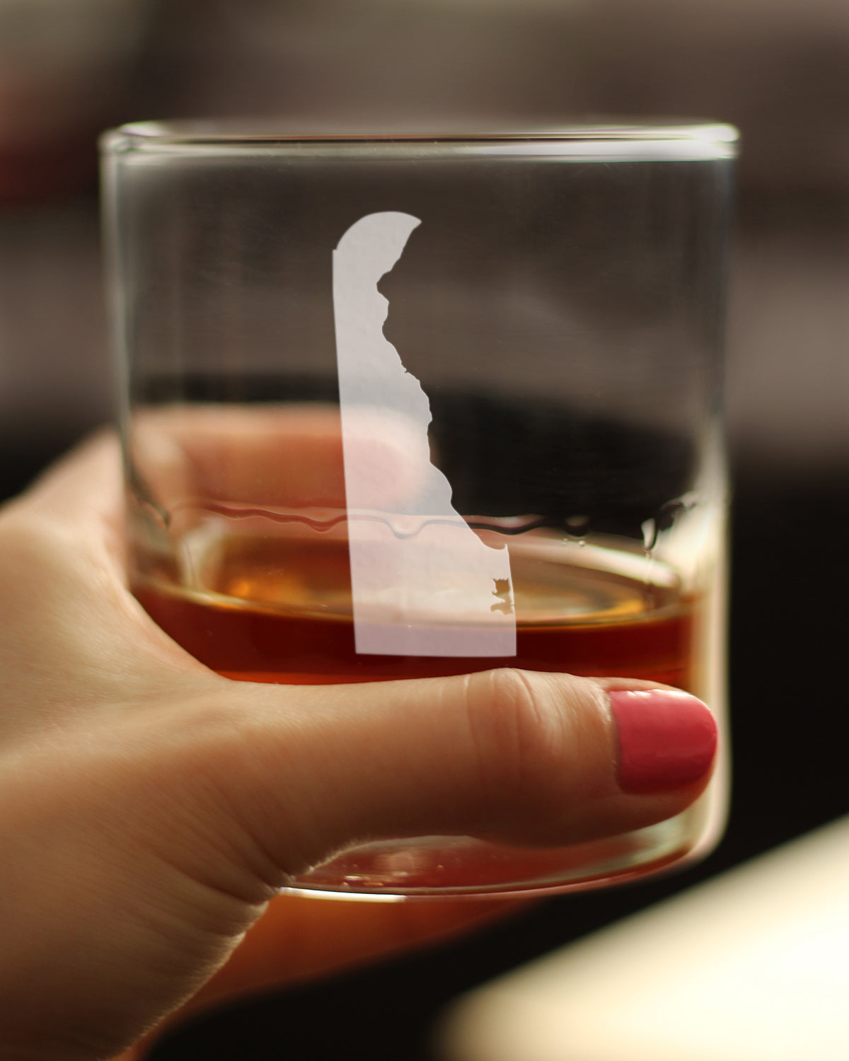 Delaware State Outline Whiskey Rocks Glass - State Themed Drinking Decor and Gifts for Delawarean Women & Men - 10.25 Oz Whisky Tumbler Glasses