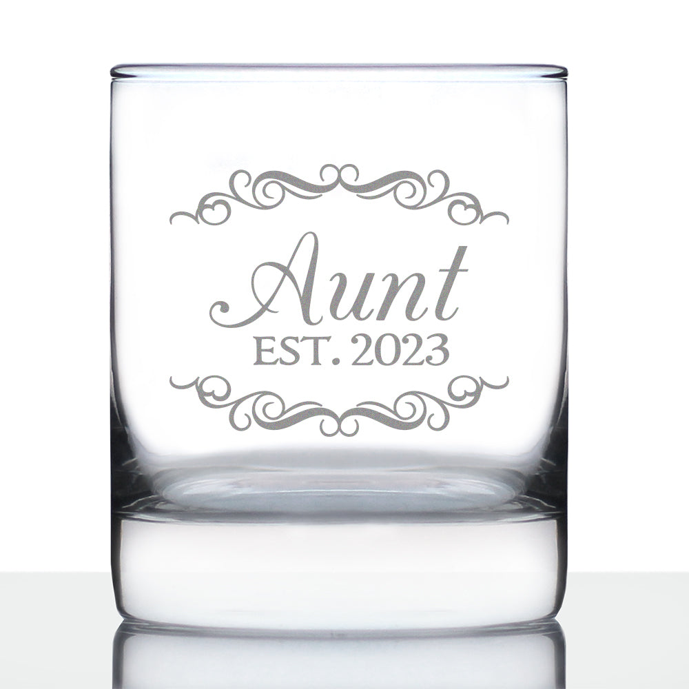 Aunt Est. 2023 - Decorative - 10 Ounce Rocks Glass