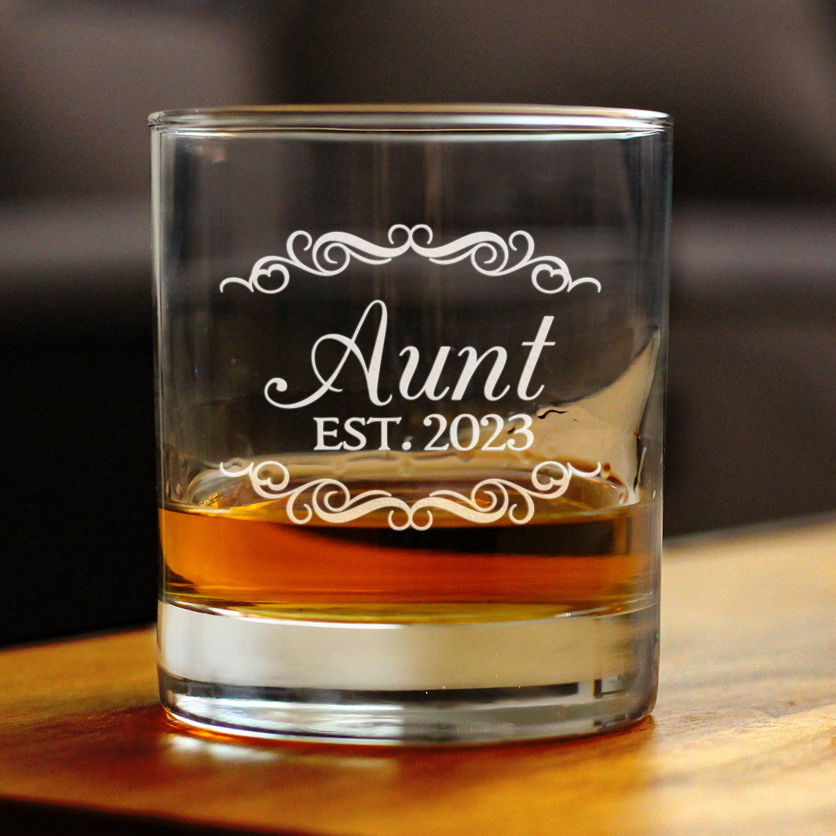 Aunt Est. 2023 - Decorative - 10 Ounce Rocks Glass