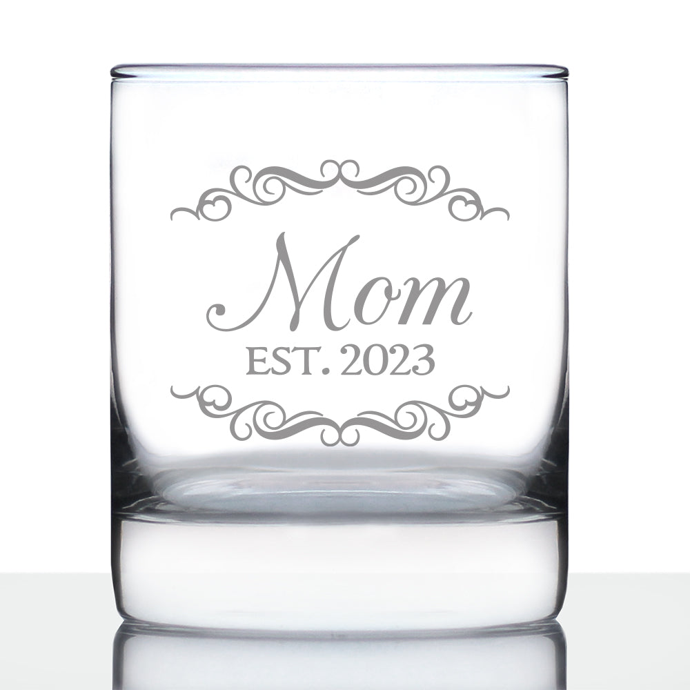 Mom Est. 2023 - Decorative - 10 Ounce Rocks Glass