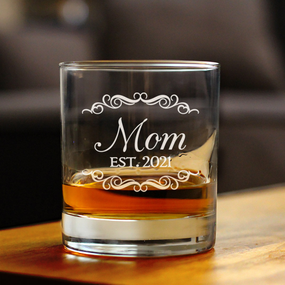 Mom Est. 2021 - Decorative - 10 Ounce Rocks Glass