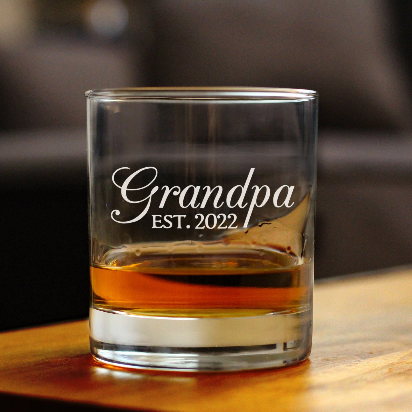 Grandpa Est 2022 - New Grandfather Whiskey Rocks Glass Gift for First Time Grandparents - Decorative 10.25 Oz Glasses