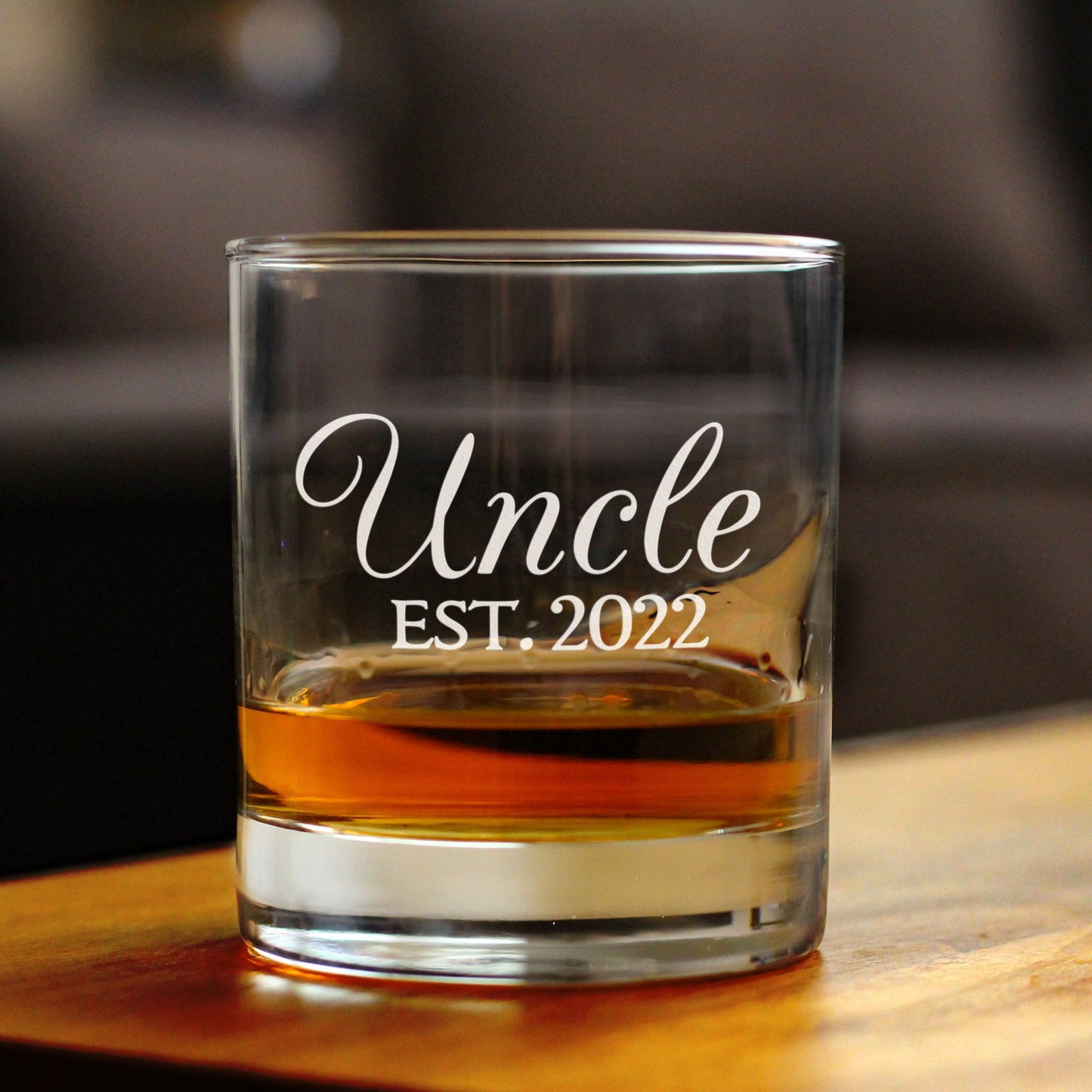 Uncle Est 2022 - Whiskey Rocks Glass Gift for First Time Uncles - Decorative 10.25 Oz Glasses