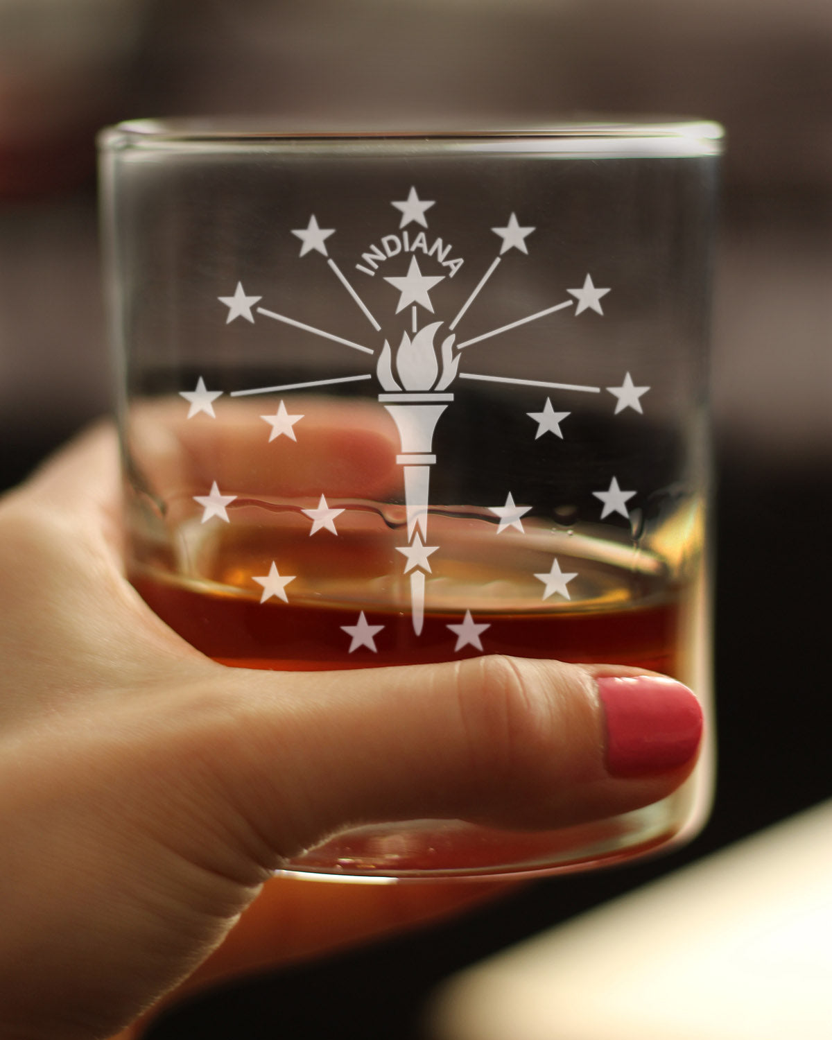 Indiana Flag Whiskey Rocks Glass - State Themed Drinking Decor and Gifts for Indianan Women & Men - 10.25 Oz Whisky Tumbler Glasses