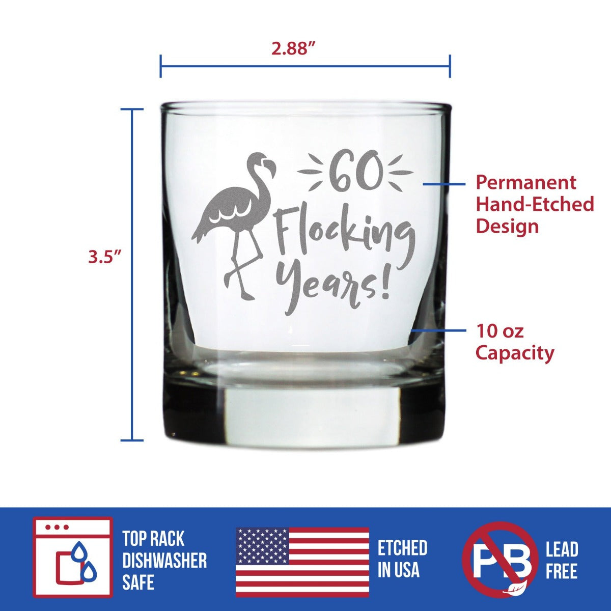 60 Flocking Years - 10 Ounce Rocks Glass
