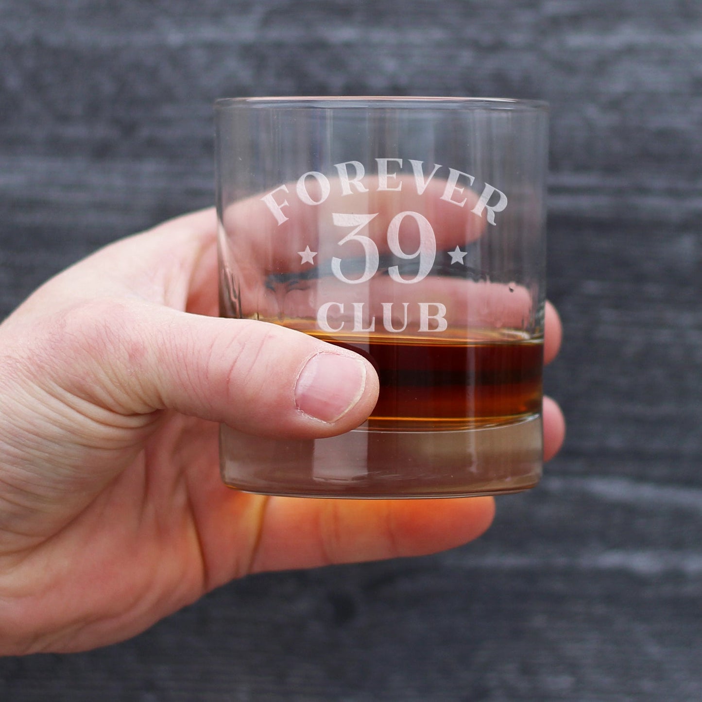 Forever 39 Club - Whiskey Rocks Glass 40th Birthday Gifts for Men & Women Turning 40 - Fun Retro Bday Whisky Drinking Tumbler - 10.25 Oz