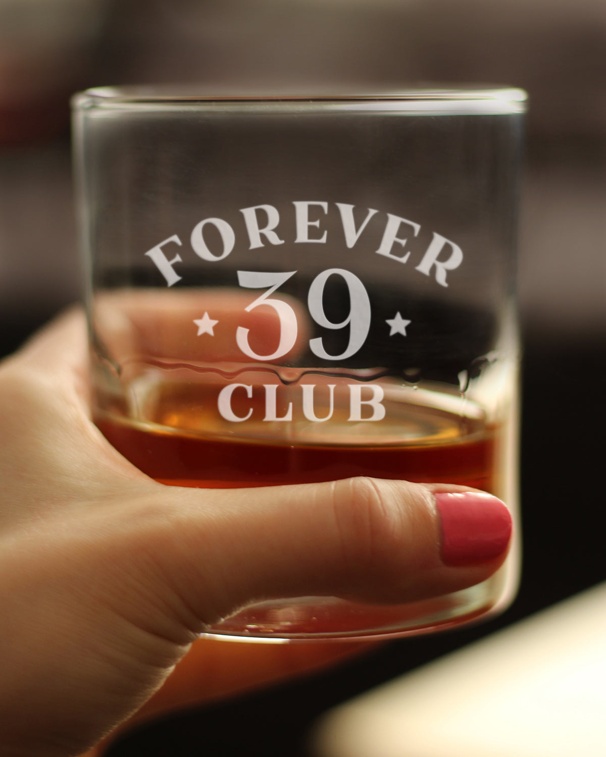 Forever 39 Club - Whiskey Rocks Glass 40th Birthday Gifts for Men & Women Turning 40 - Fun Retro Bday Whisky Drinking Tumbler - 10.25 Oz