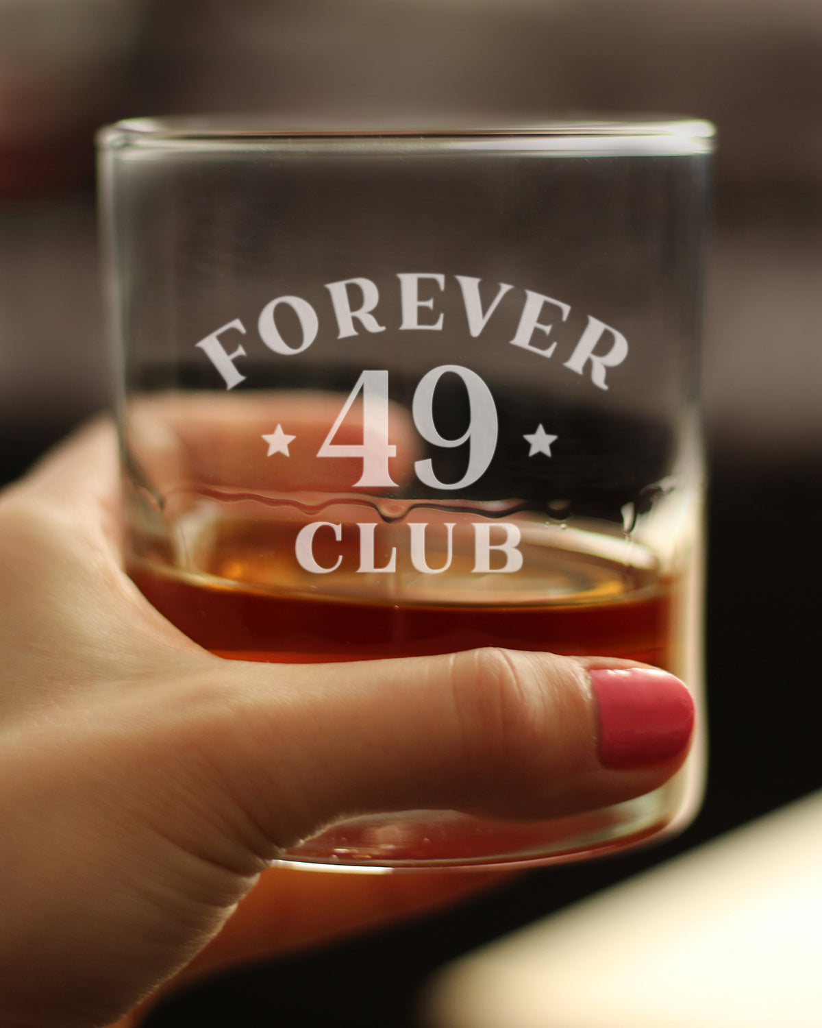 Forever 49 Club - Whiskey Rocks Glass 50th Birthday Gifts for Men & Women Turning 50 - Fun Retro Bday Whisky Drinking Tumbler - 10.25 Oz