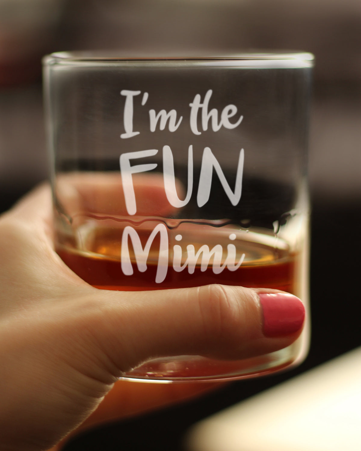 Fun Mimi Whiskey Rocks Glass - Cute Grandparents Themed Gifts or Party Décor for Women - 10.25 Oz