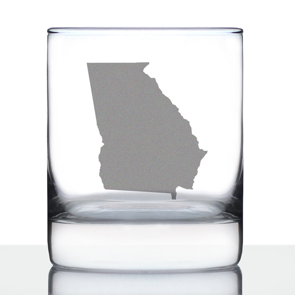 Georgia State Outline Whiskey Rocks Glass - State Themed Drinking Decor and Gifts for Georgian Women & Men - 10.25 Oz Whisky Tumbler Glasses