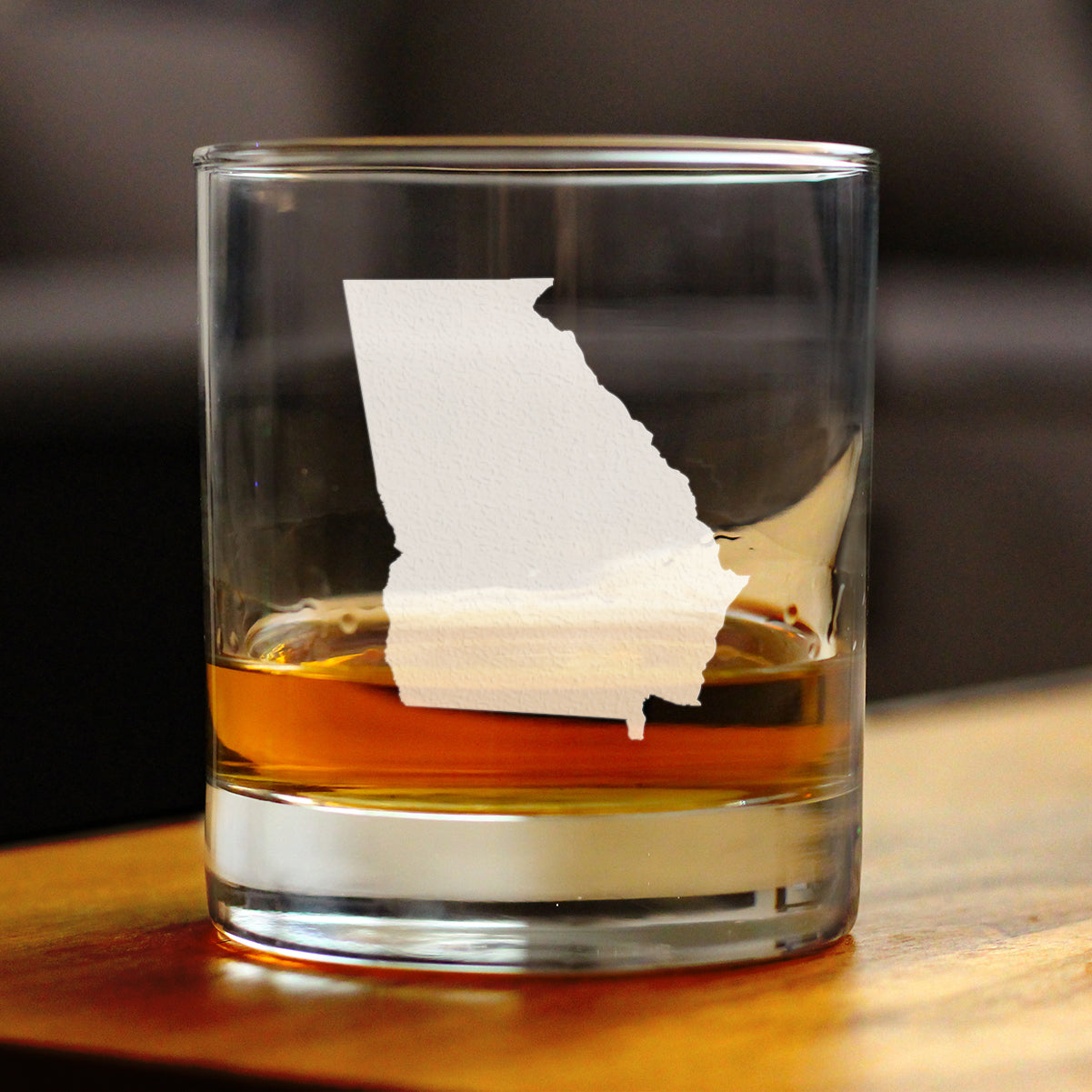 Georgia State Outline Whiskey Rocks Glass - State Themed Drinking Decor and Gifts for Georgian Women & Men - 10.25 Oz Whisky Tumbler Glasses