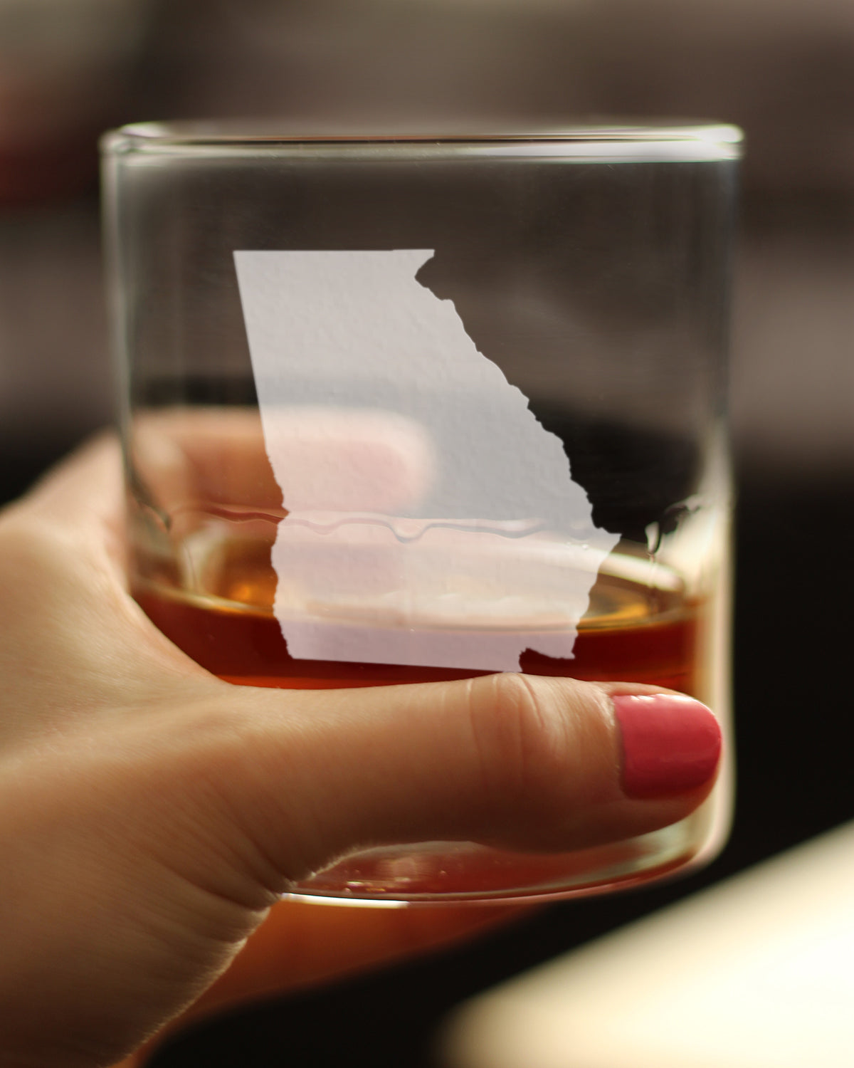 Georgia State Outline Whiskey Rocks Glass - State Themed Drinking Decor and Gifts for Georgian Women & Men - 10.25 Oz Whisky Tumbler Glasses