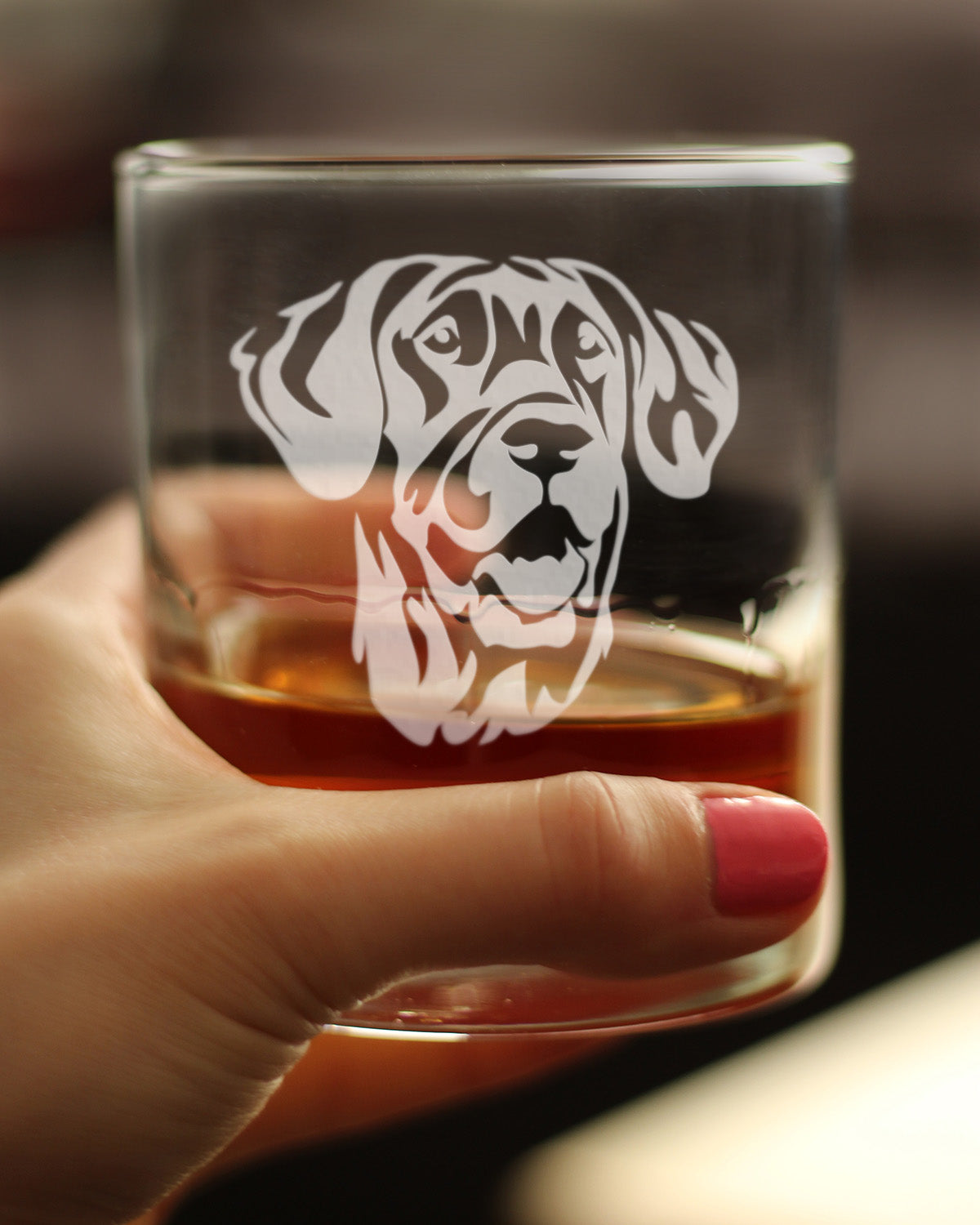 Great Dane Face Whiskey Rocks Glass - Unique Dog Themed Decor and Gifts for Moms & Dads of Great Danes - 10.25 Oz