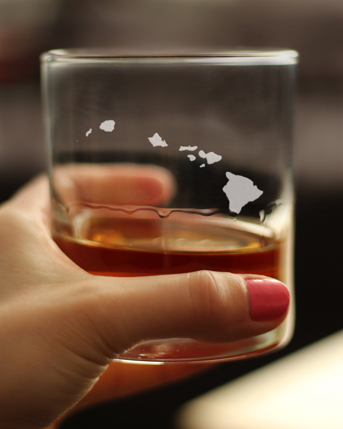 Hawaii State Outline Whiskey Rocks Glass - State Themed Drinking Decor and Gifts for Hawaiian Women & Men - 10.25 Oz Whisky Tumbler Glasses