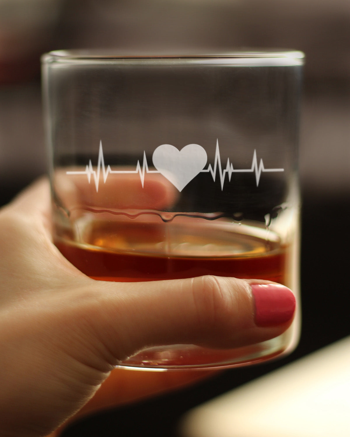Heartbeat 10 oz Rocks Glass or Old Fashioned Glass, Etched Sayings, Gift for Coworkers, Doctor, EMT, or Nurse Friend