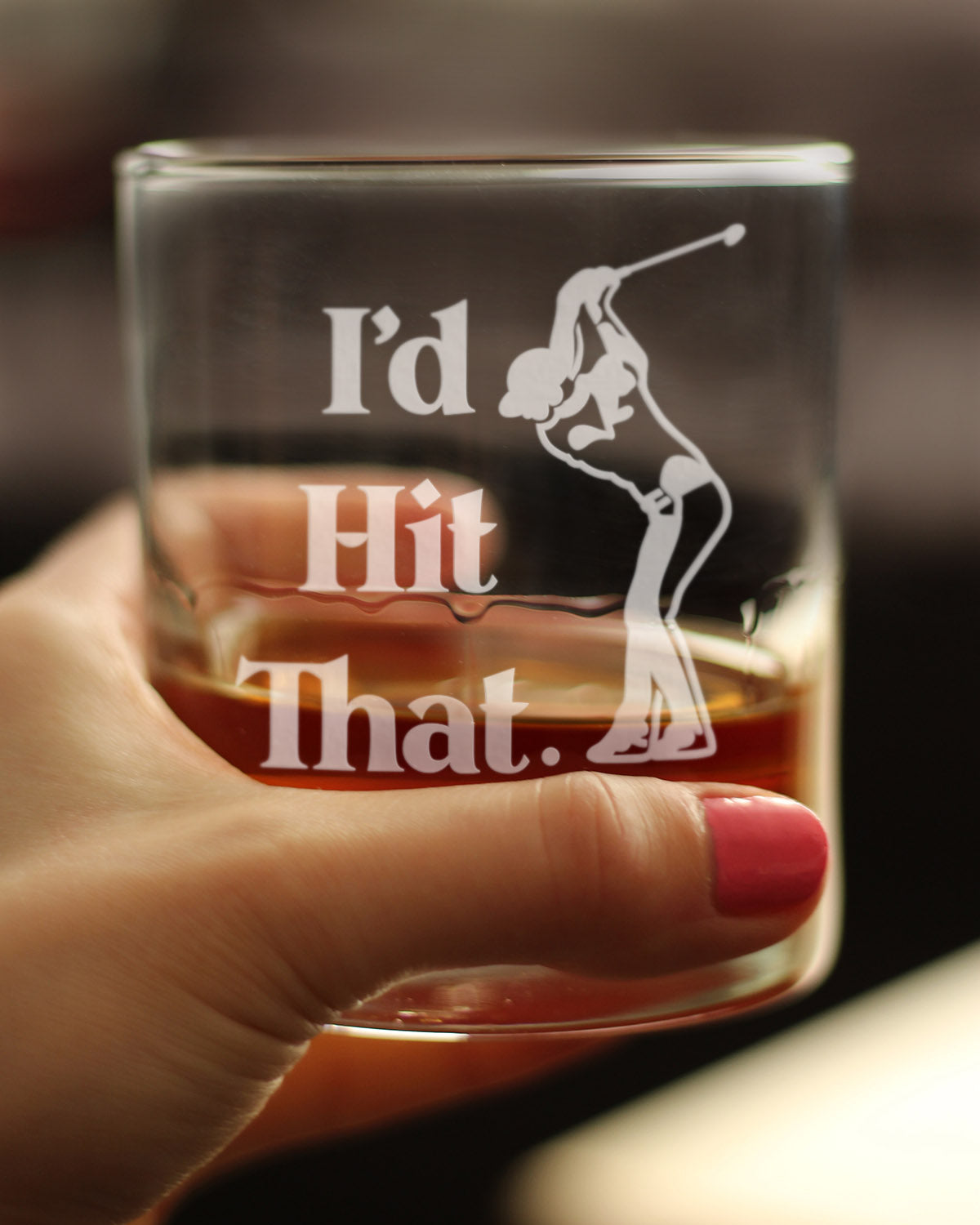 I'd Hit That - Whiskey Rocks Glass - Golf Themed Gifts and Sports Decor - 10.25 Oz Glasses