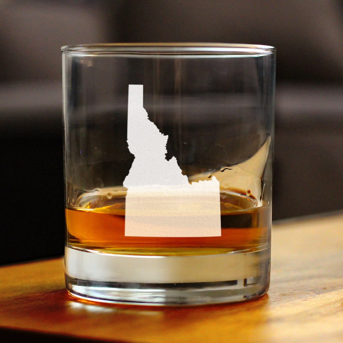 Idaho State Outline Whiskey Rocks Glass - State Themed Drinking Decor and Gifts for Idahoan Women & Men - 10.25 Oz Whisky Tumbler Glasses