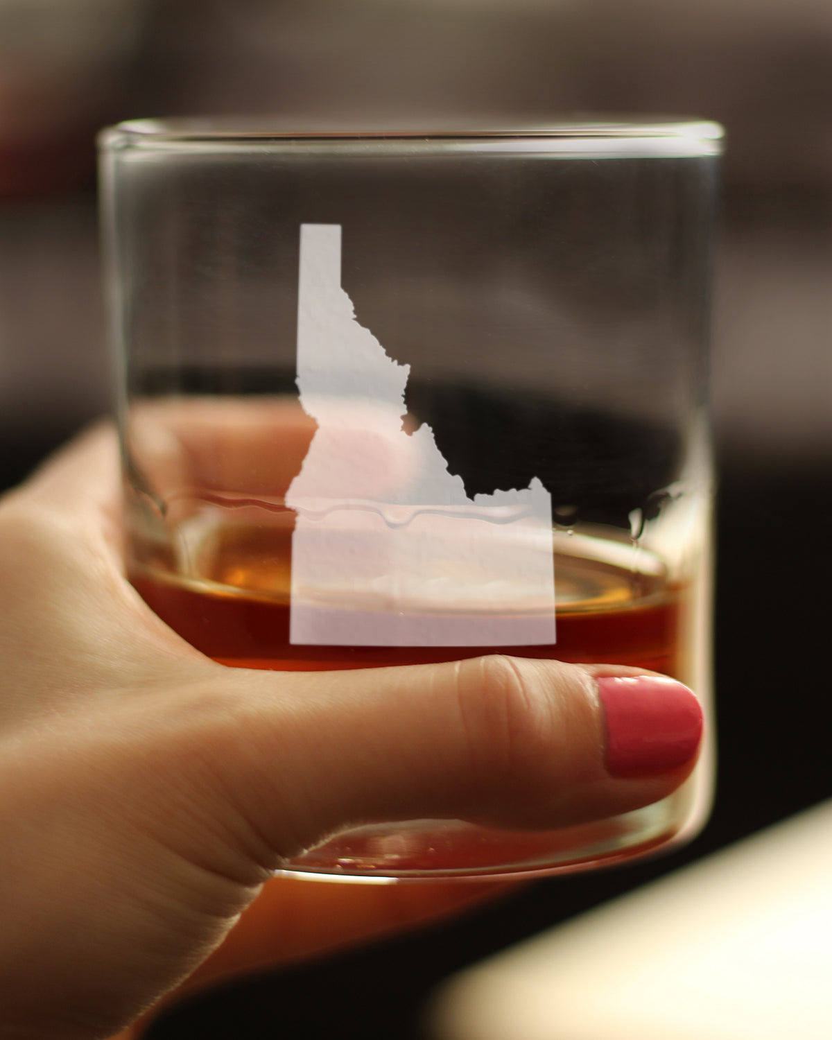 Idaho State Outline Whiskey Rocks Glass - State Themed Drinking Decor and Gifts for Idahoan Women & Men - 10.25 Oz Whisky Tumbler Glasses