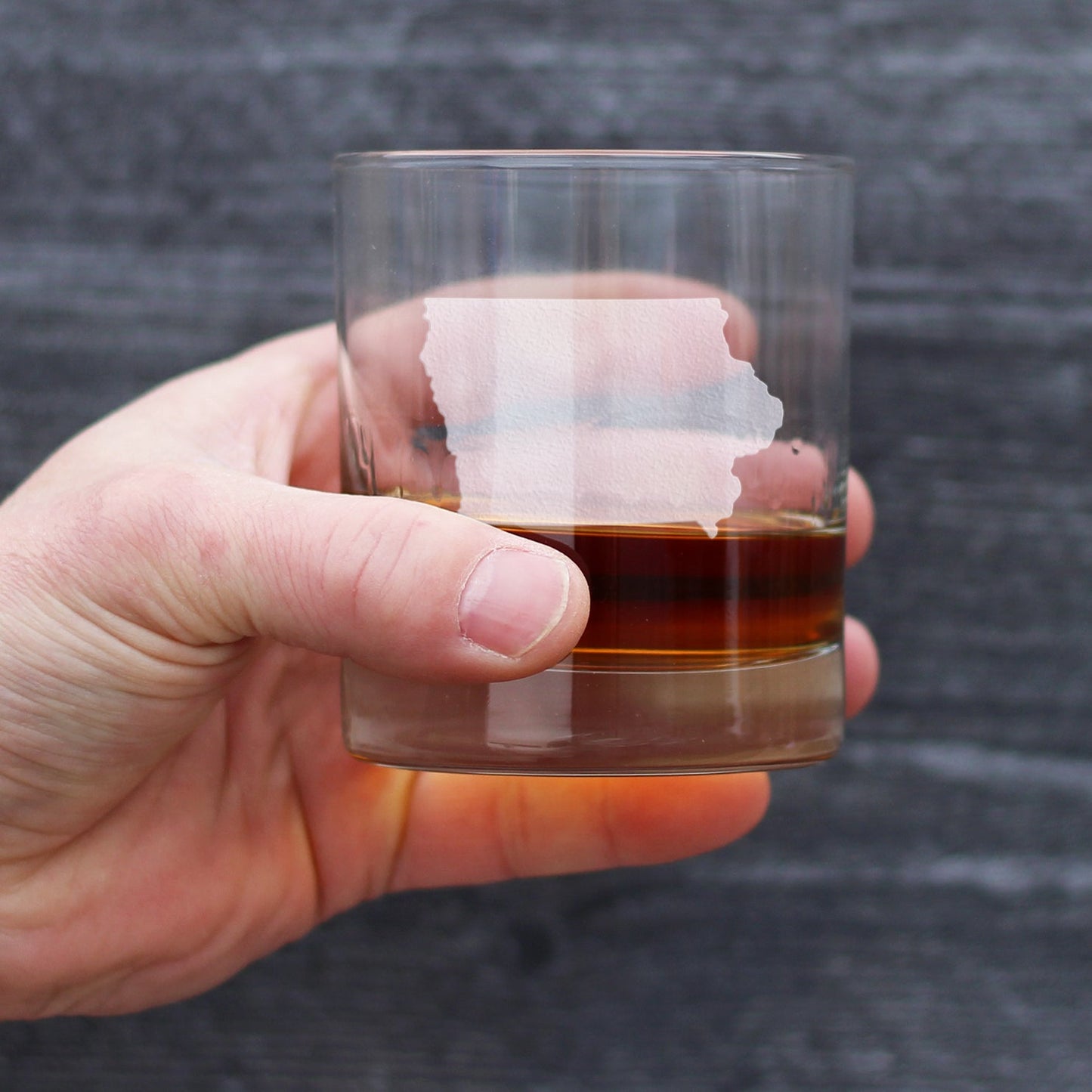 Iowa State Outline Whiskey Rocks Glass - State Themed Drinking Decor and Gifts for Iowan Women & Men - 10.25 Oz Whisky Tumbler Glasses