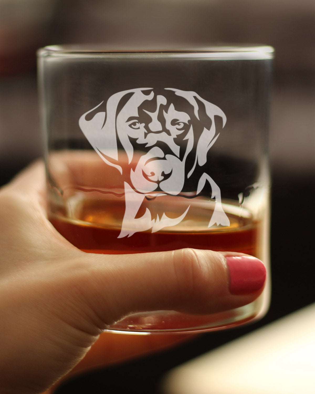 Black Lab Face - Whiskey Rocks Glass for Men & Women - Labrador Retriever Gifts - Fun Whisky Drinking Tumbler Decor