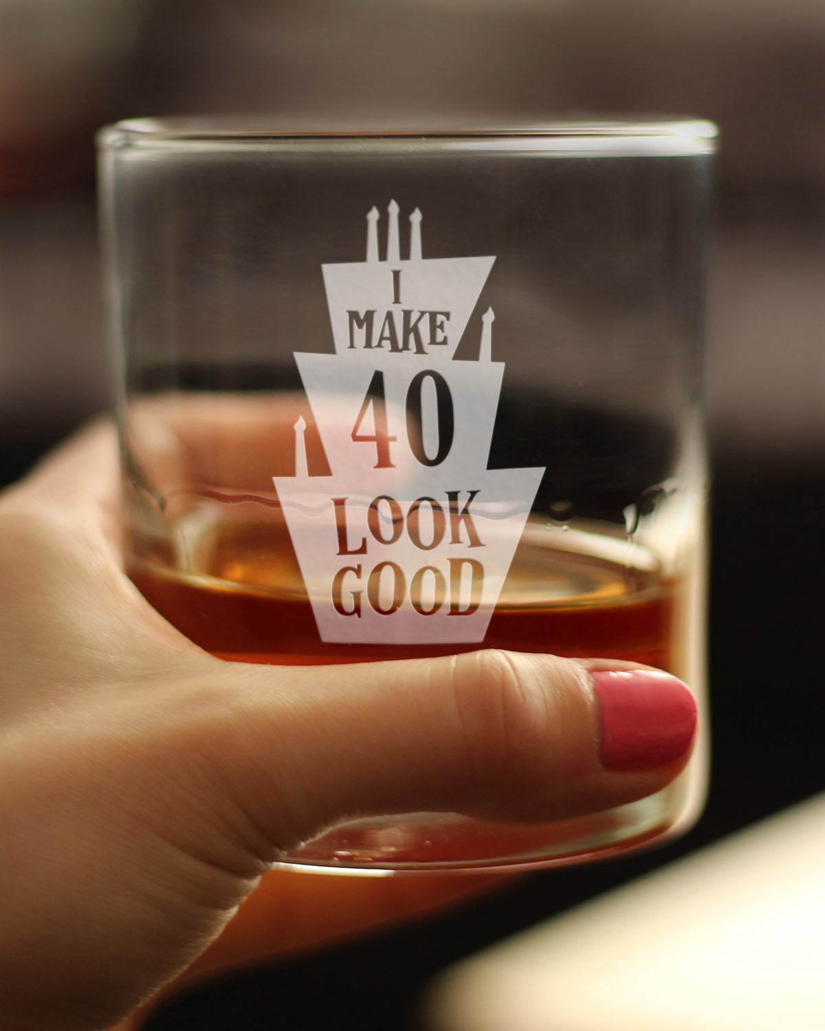 Make 40 Look Good - Funny 40th Birthday Whiskey Rocks Glass Gifts for Men & Women Turning 40 - Whisky Drinking Tumbler