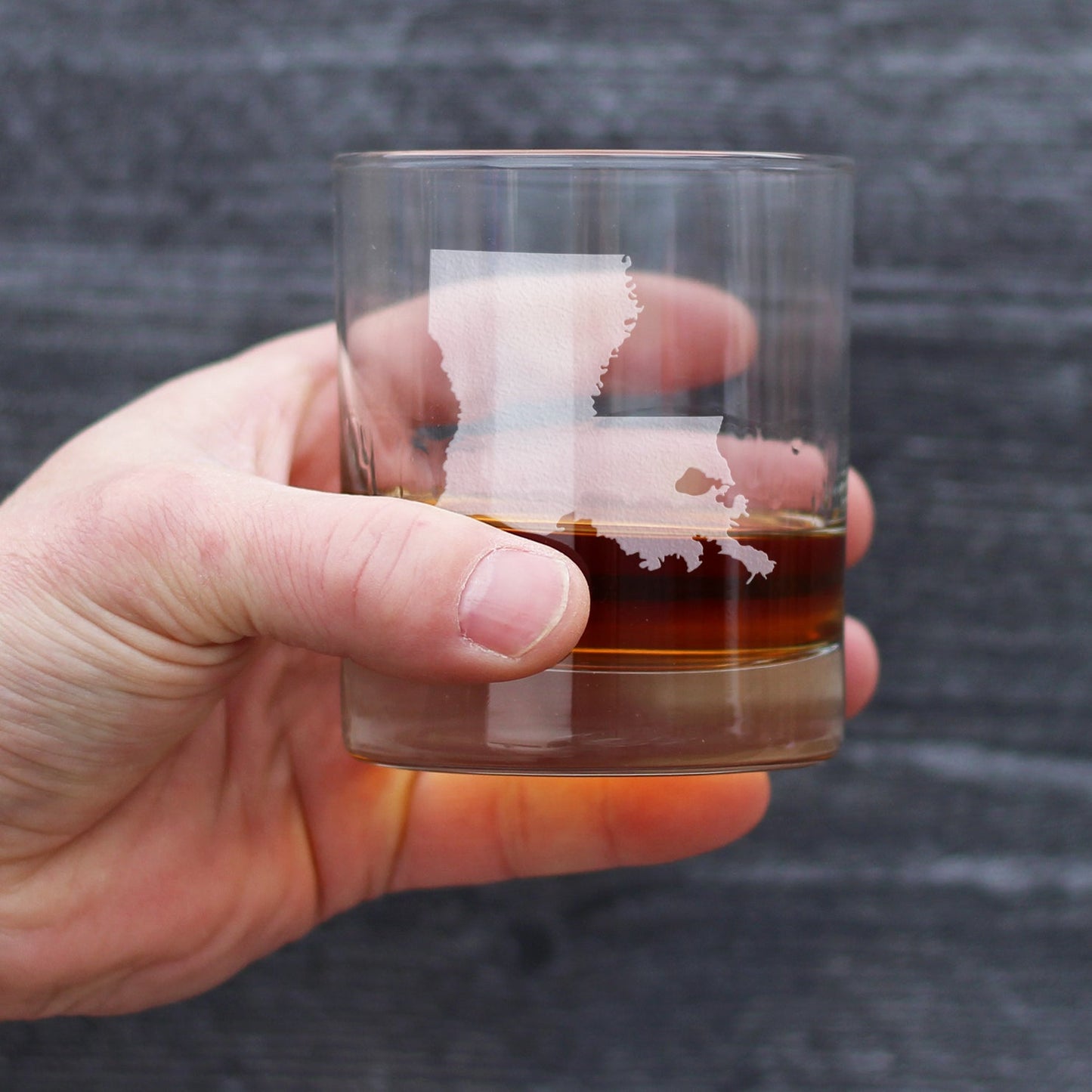 Louisiana State Outline Whiskey Rocks Glass - State Themed Drinking Decor and Gifts for Louisianian Women & Men - 10.25 Oz Whisky Tumbler Glasses