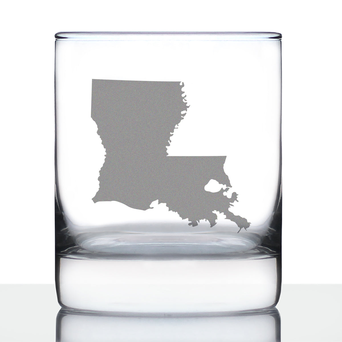 Louisiana State Outline Whiskey Rocks Glass - State Themed Drinking Decor and Gifts for Louisianian Women & Men - 10.25 Oz Whisky Tumbler Glasses