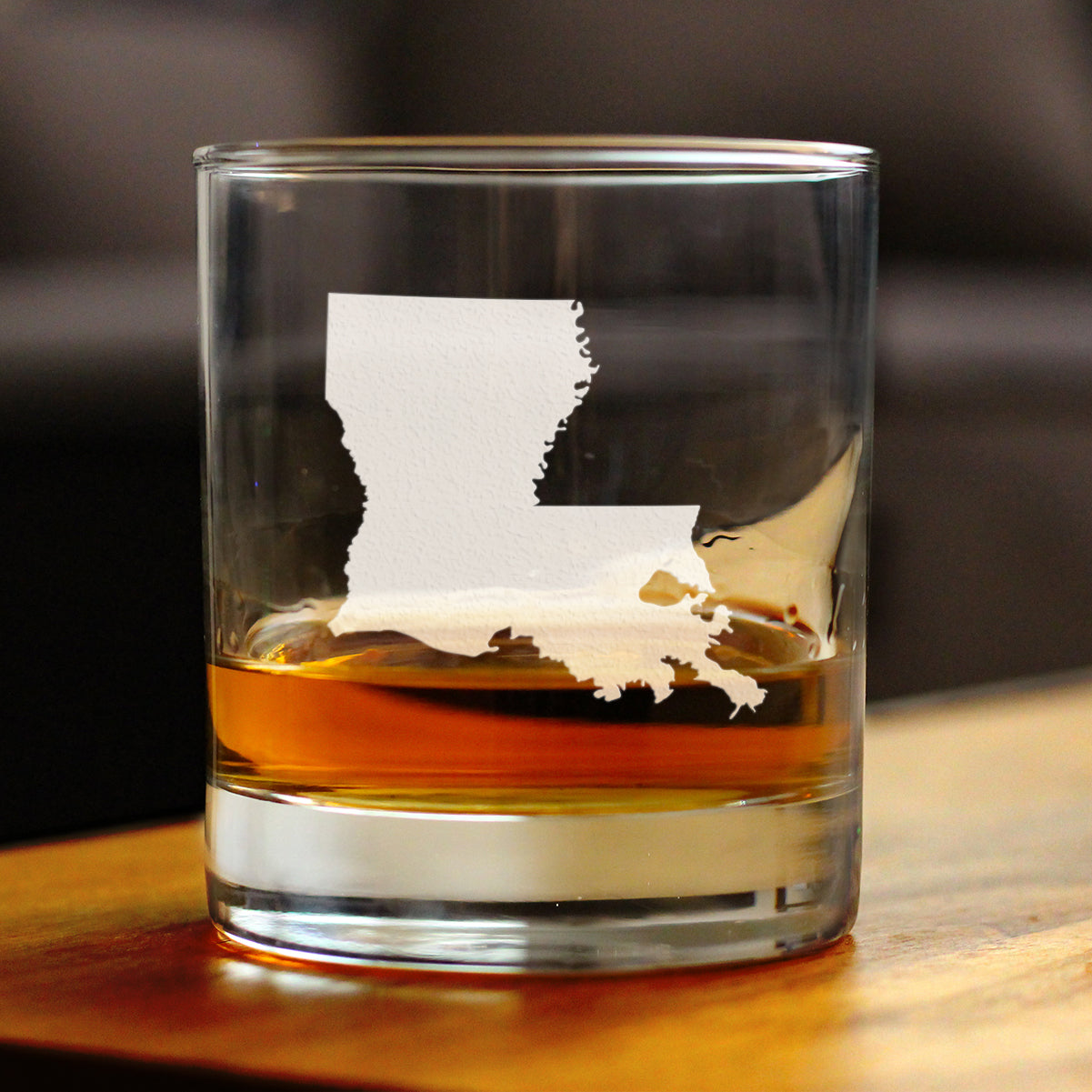 Louisiana State Outline Whiskey Rocks Glass - State Themed Drinking Decor and Gifts for Louisianian Women & Men - 10.25 Oz Whisky Tumbler Glasses