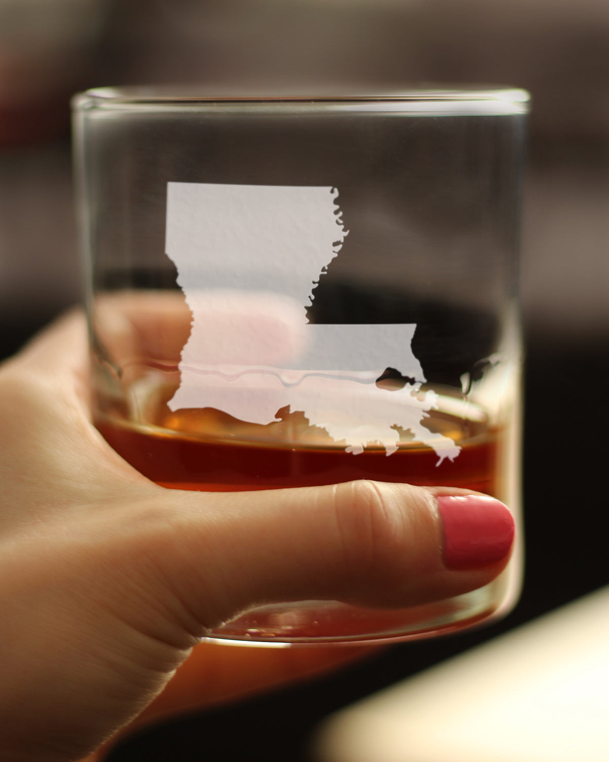 Louisiana State Outline Whiskey Rocks Glass - State Themed Drinking Decor and Gifts for Louisianian Women & Men - 10.25 Oz Whisky Tumbler Glasses