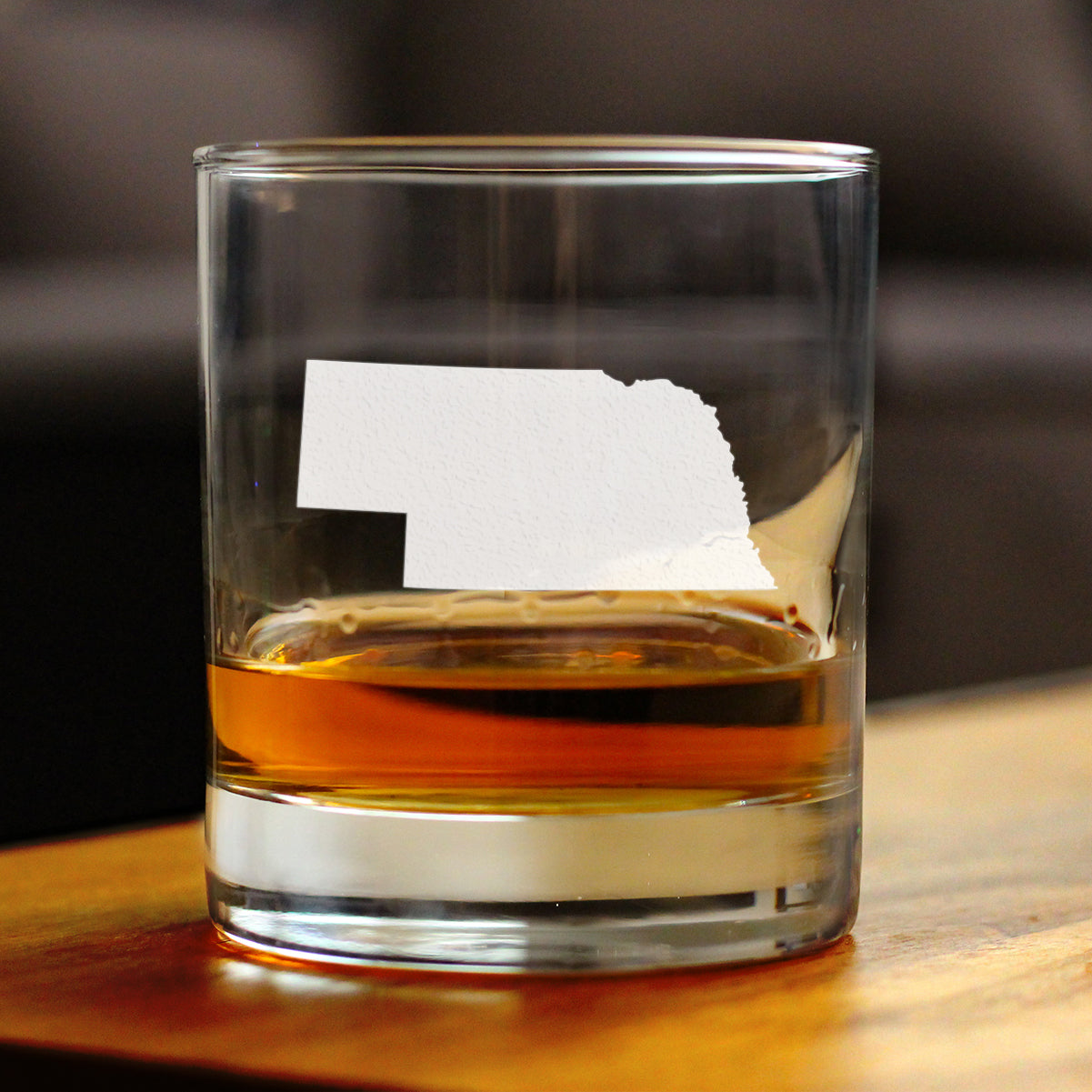 Nebraska State Outline Whiskey Rocks Glass - State Themed Drinking Decor and Gifts for Nebraskan Women & Men - 10.25 Oz Whisky Tumbler Glasses