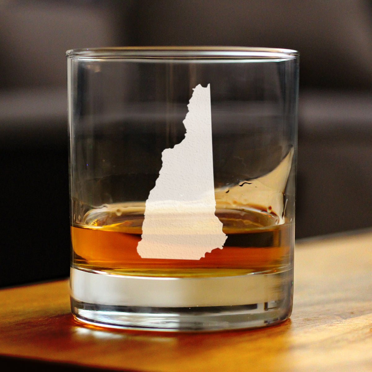 New Hampshire State Outline Whiskey Rocks Glass - State Themed Drinking Decor and Gifts for New Hampshirite Women & Men - 10.25 Oz Whisky Tumbler Glasses