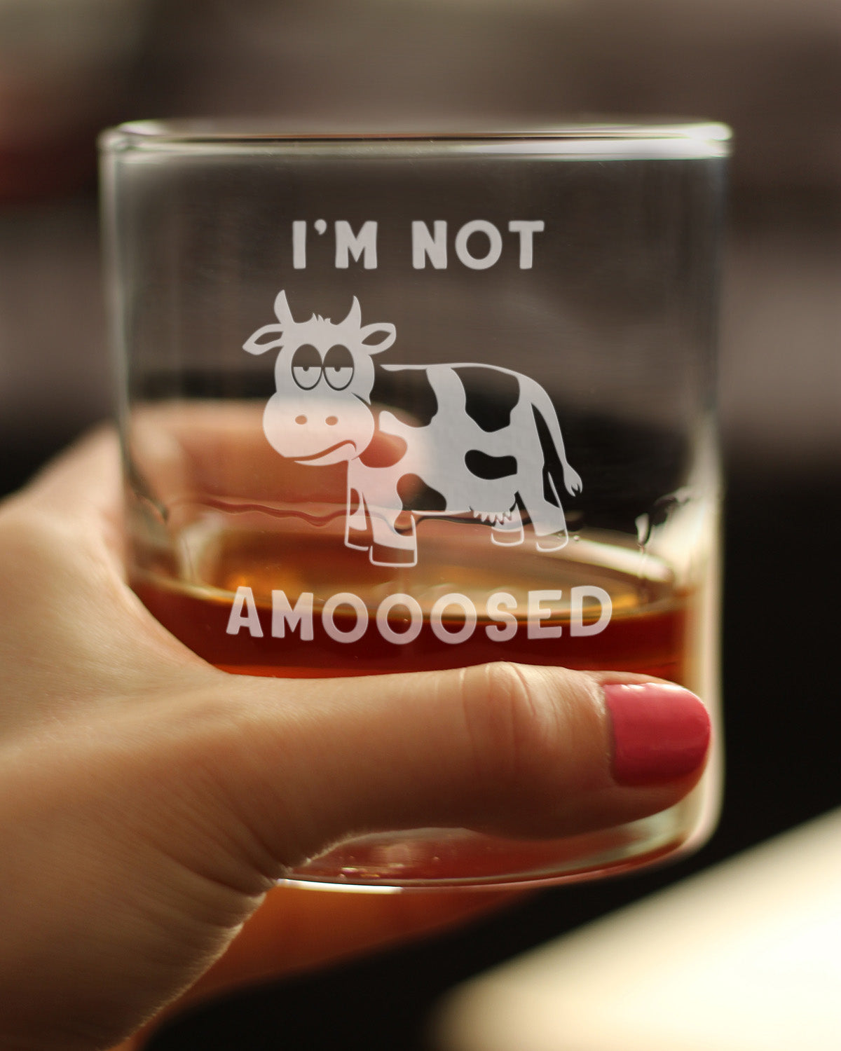 Not Amooosed - Funny Cow Whiskey Rocks Glass Gifts for Men & Women - Fun Whisky Drinking Tumbler Décor