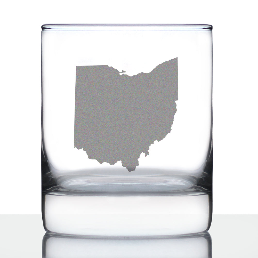 Ohio State Outline Whiskey Rocks Glass - State Themed Drinking Decor and Gifts for Ohioan Women & Men - 10.25 Oz Whisky Tumbler Glasses