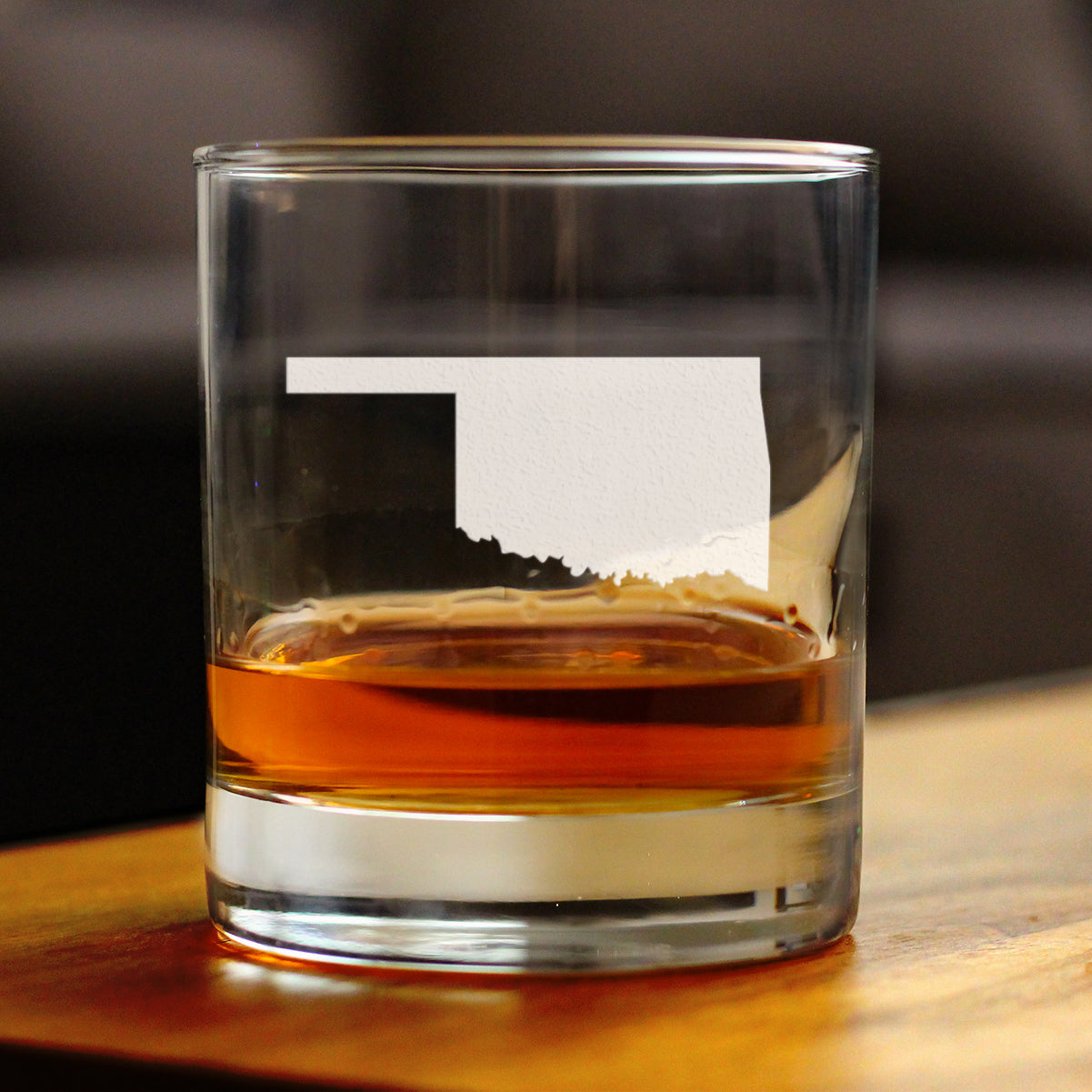 Oklahoma State Outline Whiskey Rocks Glass - State Themed Drinking Decor and Gifts for Oklahoman Women & Men - 10.25 Oz Whisky Tumbler Glasses