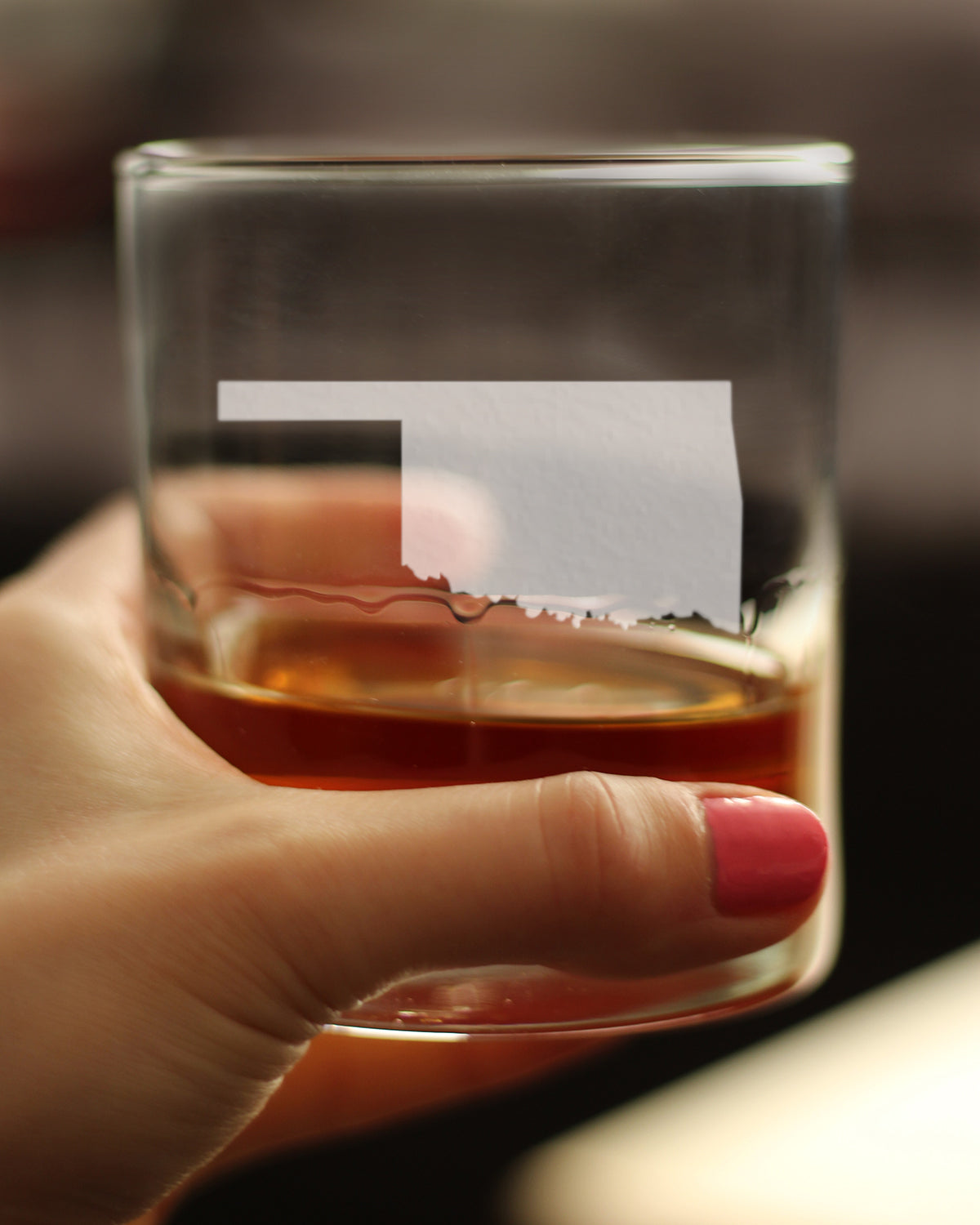 Oklahoma State Outline Whiskey Rocks Glass - State Themed Drinking Decor and Gifts for Oklahoman Women & Men - 10.25 Oz Whisky Tumbler Glasses