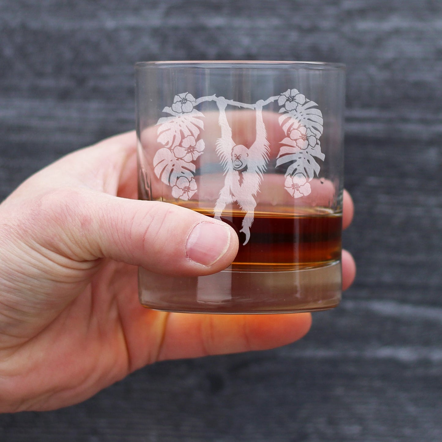 Orangutan Rocks Glass - Fun Wild Animal Themed Decor and Gifts for Lovers of Apes and Monkeys - 10.25 Oz Glasses