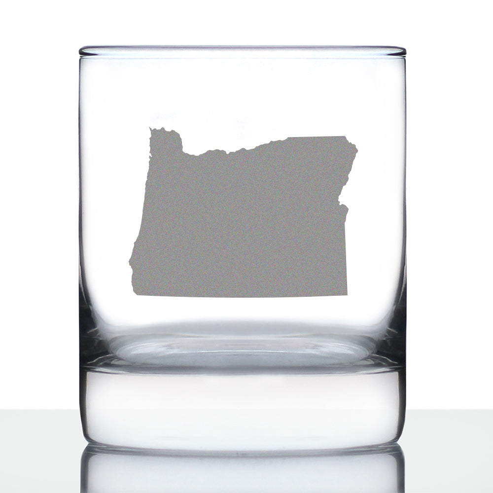 Oregon State Outline Whiskey Rocks Glass - State Themed Drinking Decor and Gifts for Oregonian Women & Men - 10.25 Oz Whisky Tumbler Glasses